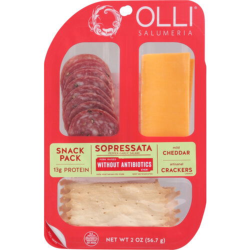 Olli Salumeria Snack Pack, Sopressata, Mild Cheddar, Crackers