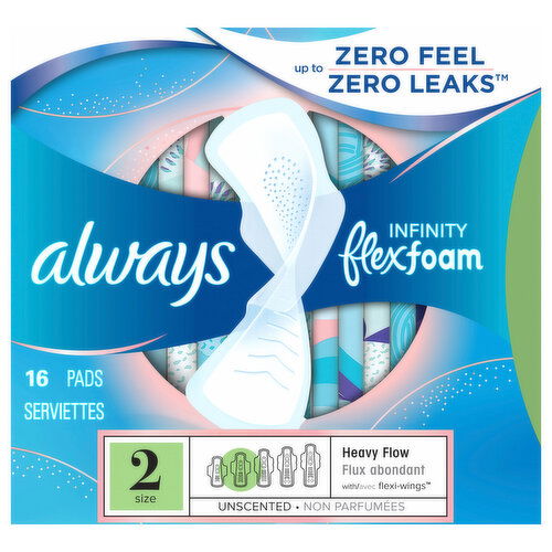 Always Heavy Flow Unscented Size 2 Pads - 16 Each