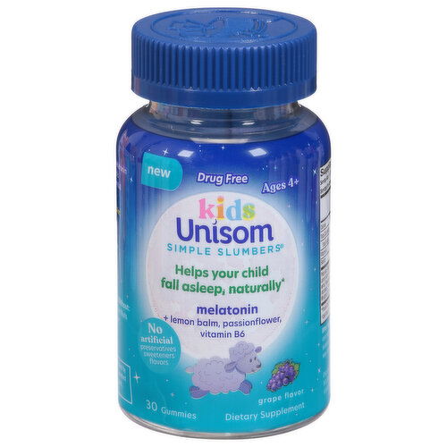 Unisom Melatonin, Gummies, Kids, Grape Flavor, Ages 4+