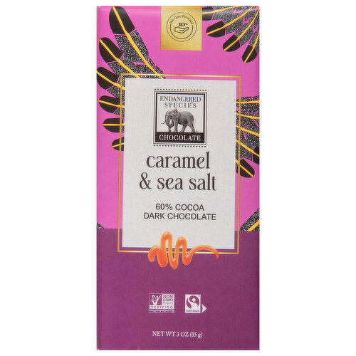Endangered Species Dark Chocolate, Caramel & Sea Salt, 60% Cocoa - 3 Ounce