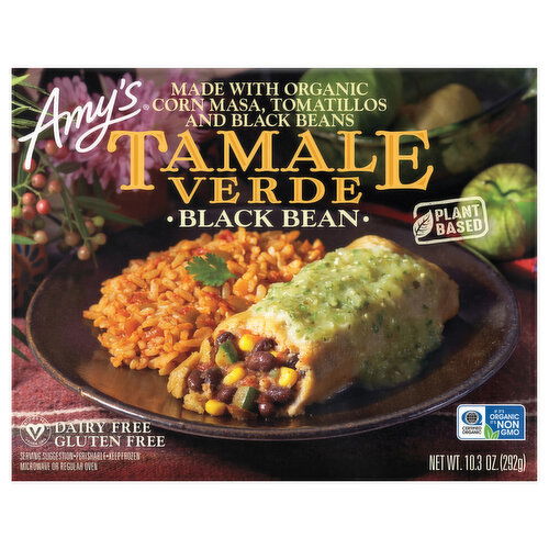 Amy's Frozen Black Bean Tamale Verde, Non-GMO, Gluten free, 10.3 oz.