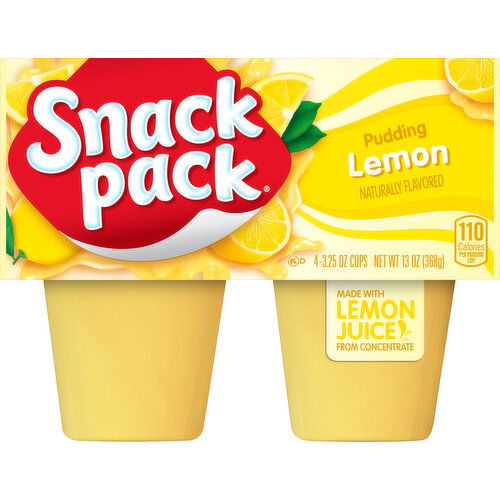 Snack Pack Pudding, Lemon, 4 Pack