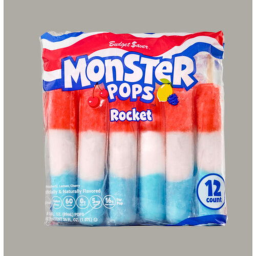 Budget Saver Monster Pops, Rocket - 12 Each