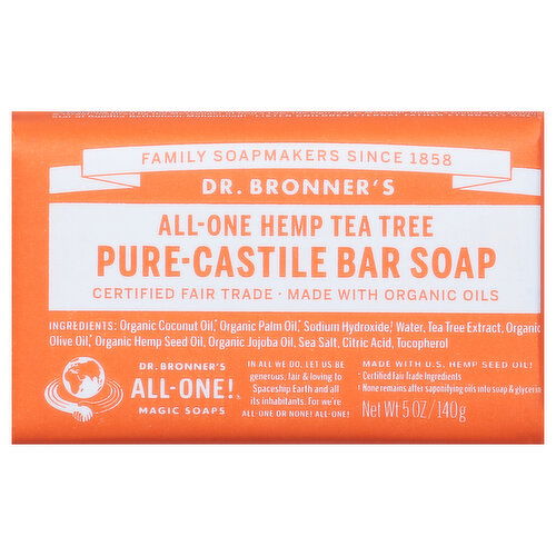 Dr. Bronner's Bar Soap, Pure-Castile, All-One Hemp Tea Tree