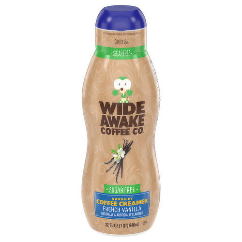 Wide Awake Coffee Co. Coffee Creamer, Nondairy, Sugar Free, French Vanilla