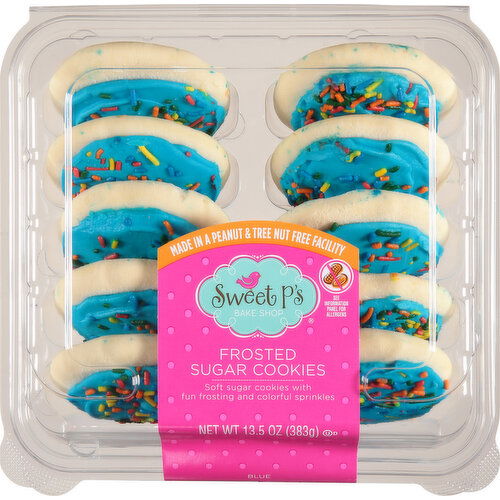 Sweet P's Bake Shop Sugar Cookies, Frosted, Blue