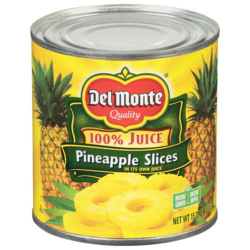 Del Monte Pineapple Slices, 100% Juice