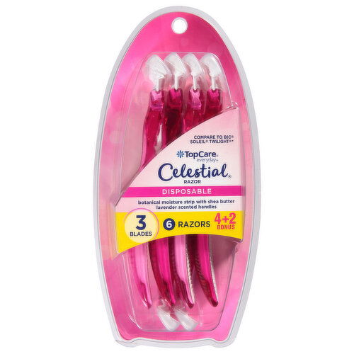 TopCare Razor, Celestial, Disposable, 3 Blades - 6 Each