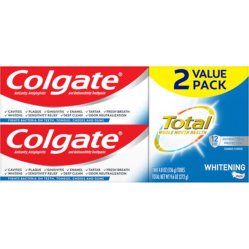 Colgate Toothpaste, Whitening, 2 Value Pack