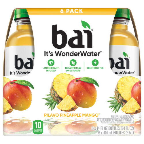 Bai Beverage, Pilavo Pineapple Mango, 6 Pack