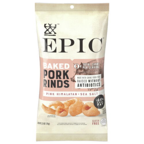 Epic Pork Rinds, Pink Himalayan + Sea Salt, Baked - 2.5 Ounce