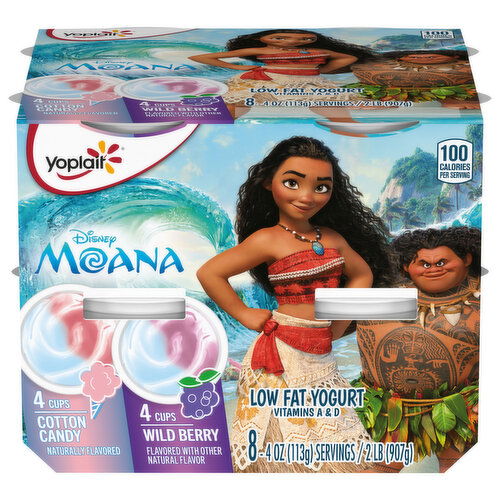 Yoplait Yogurt, Low Fat, Diisney Moana, Cotton Candy/Wild Berry