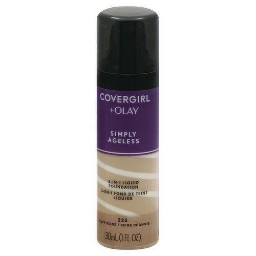 CoverGirl + Olay Liquid Foundation, 3-in-1, Buff Beige 225