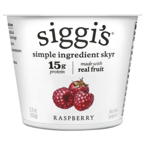 Siggi's Yogurt, Raspberry, Nonfat, 0% Milkfat