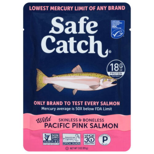 Safe Catch Salmon, Pacific Pink, Wild, Skinless & Boneless