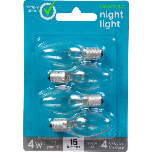 Simply Done Light Bulbs, Night Light, Clear Bulb, 4 Watts