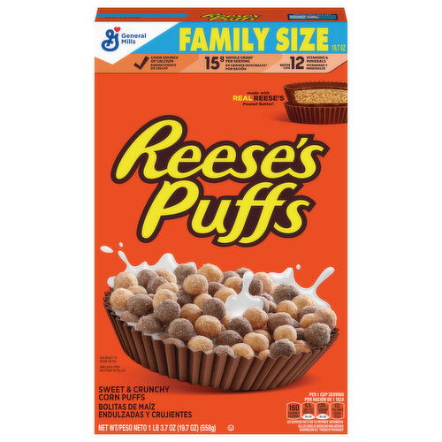 Reese's Puffs Sweet & Crunchy Corn Puffs Family Size - 19.7 Ounce
