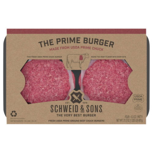 Schweid & Sons Beef Chuck Burgers, Ground, The Prime Burger