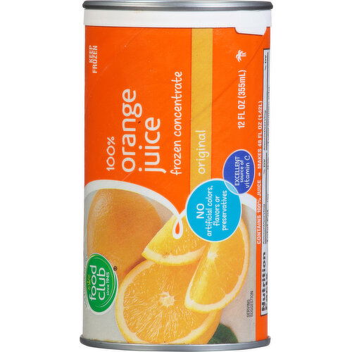 Food Club 100% Juice, Orange, Frozen Concentrate, Original