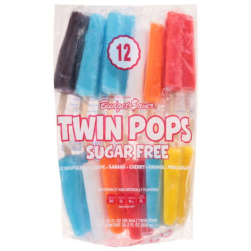 Budget Saver Twin Pops, Assorted, Sugar Free