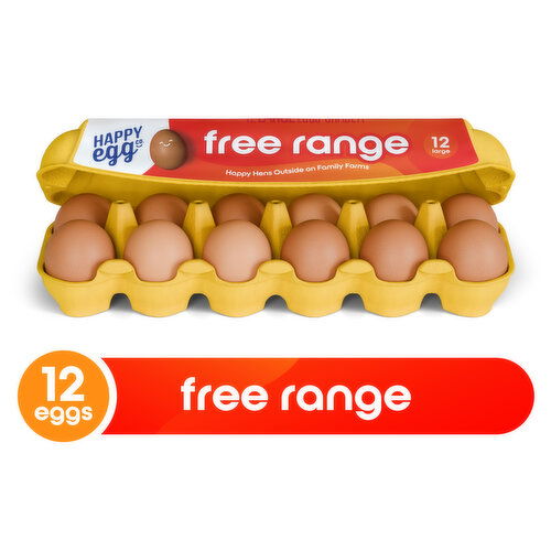 Happy Egg Co. Eggs, Free Range, Large - 12 Each