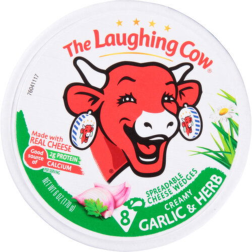 The Laughing Cow Cheese Wedges, Spreadable, Creamy Garlic & Herb