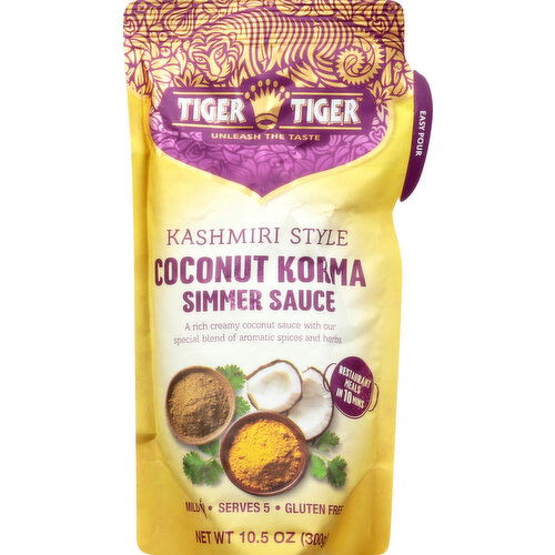 Tiger Tiger Simmer Sauce, Coconut Korma, Kashmiri Style, Mild