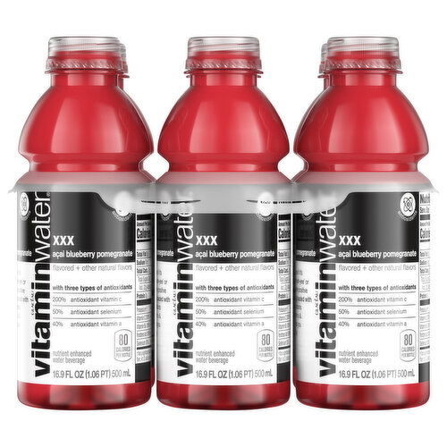 vitaminwater xxx, Electrolyte Enhanced Water W/ Vitamins, Açai-Blueberry-Pomegranate Drinks