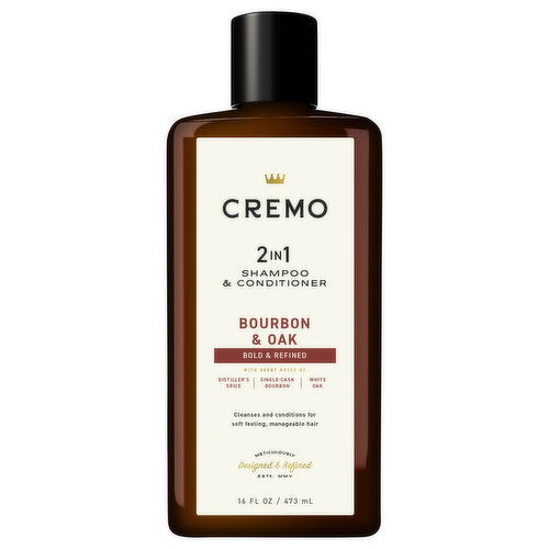Cremo 2 in 1 Bourbon & Oak Shampoo & Conditioner - 16 Fluid Ounce