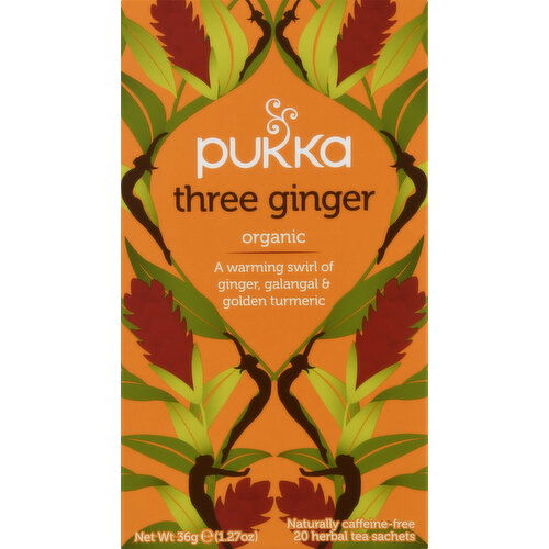 Pukka Herbal Tea, Organic, Three Ginger, Sachets