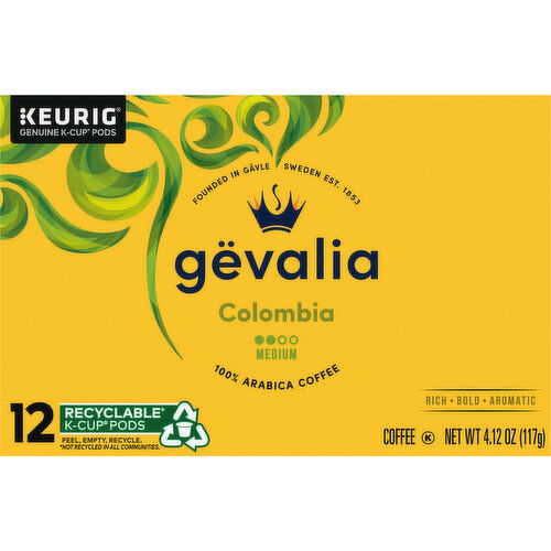 Gevalia Coffee, 100% Arabica, Medium, Colombia, K-Cup Pods