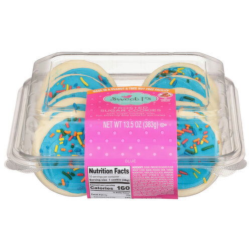 Sweet P's Bake Shop Sugar Cookies, Frosted, Blue