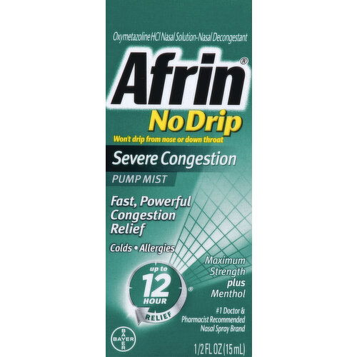 Afrin Nasal Pump Mist, Severe Congestion, No Drip