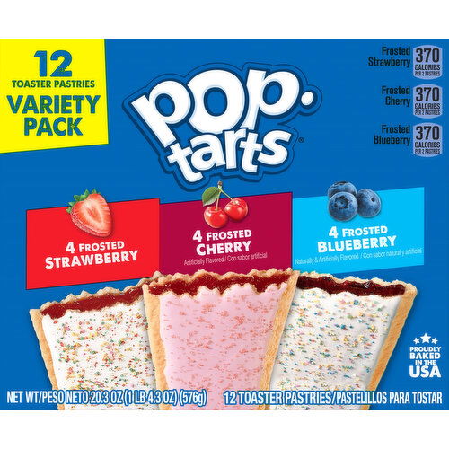 Pop-Tarts Toaster Pastries, Frosted Strawberry/Frosted Cherry/Frosted Blueberry, Variety Pack