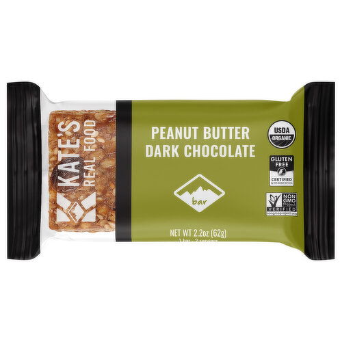 Kate's Real Food Bar, Peanut Butter Dark Chocolate - 2.2 Ounce
