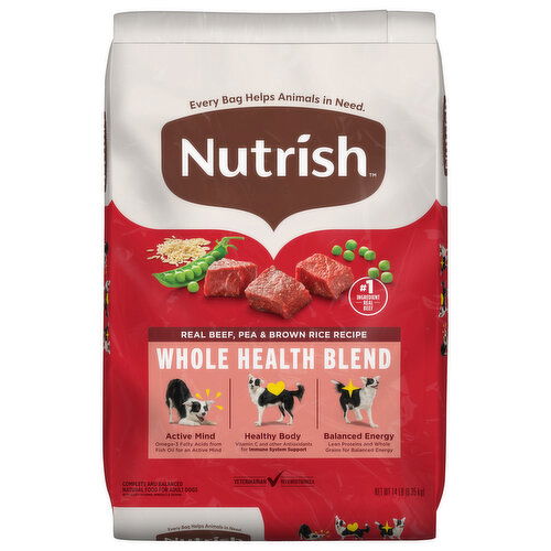 Nutrish Dog Food, Natural, Whole Health Blend, Real Beef Pea & Brown Rice Recipe, Adult