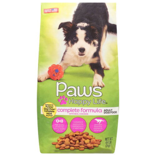 Paws Happy Life Dog Food, Adult, with Real Chicken