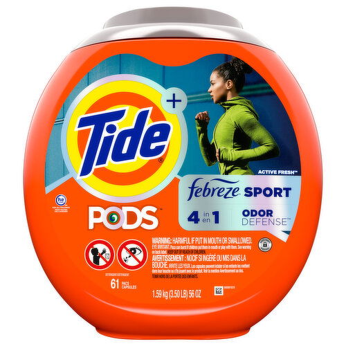 Tide + Detergent Pacs, Active Fresh, Odor Defense, 4 in 1