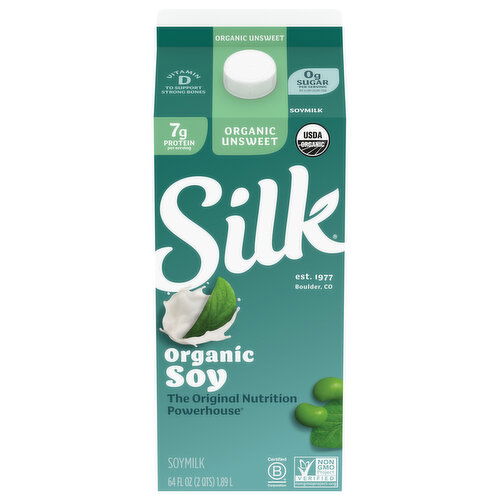 Silk Organic Unsweet Soymilk - 64 Fluid Ounce