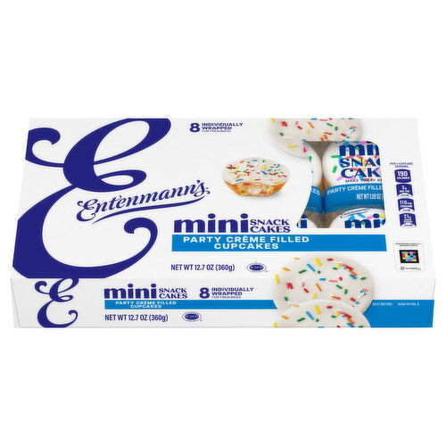 Entenmann's Cupcakes, Party Creme Filled, Mini - 8 Each