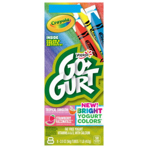 Go-Gurt Fat Free Tropical Sunglow/Strawberry Razzmatazz Yogurt - 8 Each