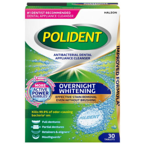 Polident Antibacterial Dental Appliance Cleanser, Tablets