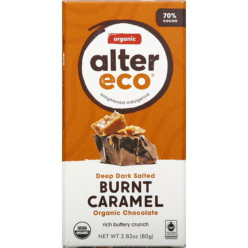 Alter Eco Chocolate, Organic, Deep Dark Salted Burnt Caramel