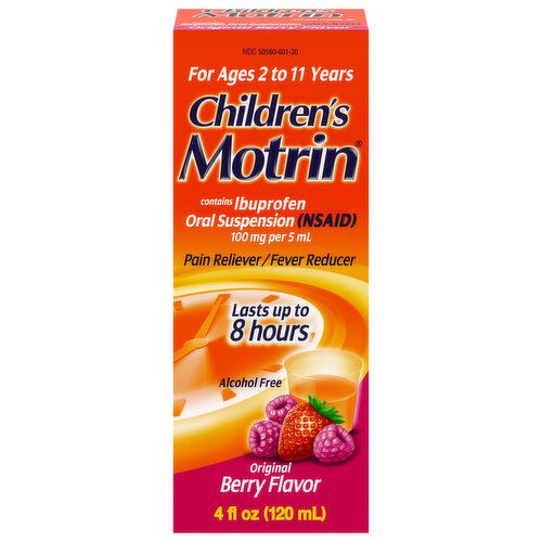 Motrin Pain Reliever/Fever Reducer, Original Berry Flavor, Oral Suspension, Children's