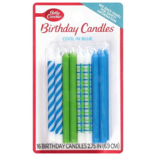 Betty Crocker Cool in Blue Birthday Candles - 16 Each