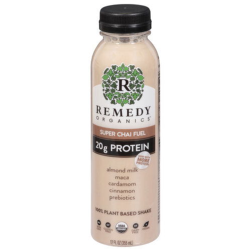 Remedy Organics Shake, 100% Plant Based, Super Chai Fuel - 12 Fluid Ounce