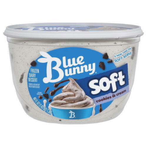 Blue Bunny Frozen Dairy Dessert, Cookies & Creme, Soft