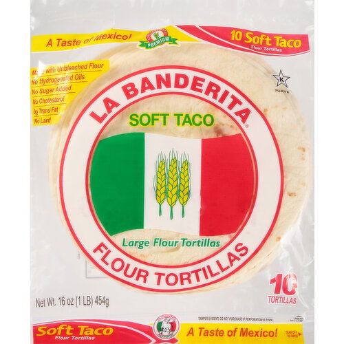 La Banderita Flour Tortillas, Soft Taco, Large