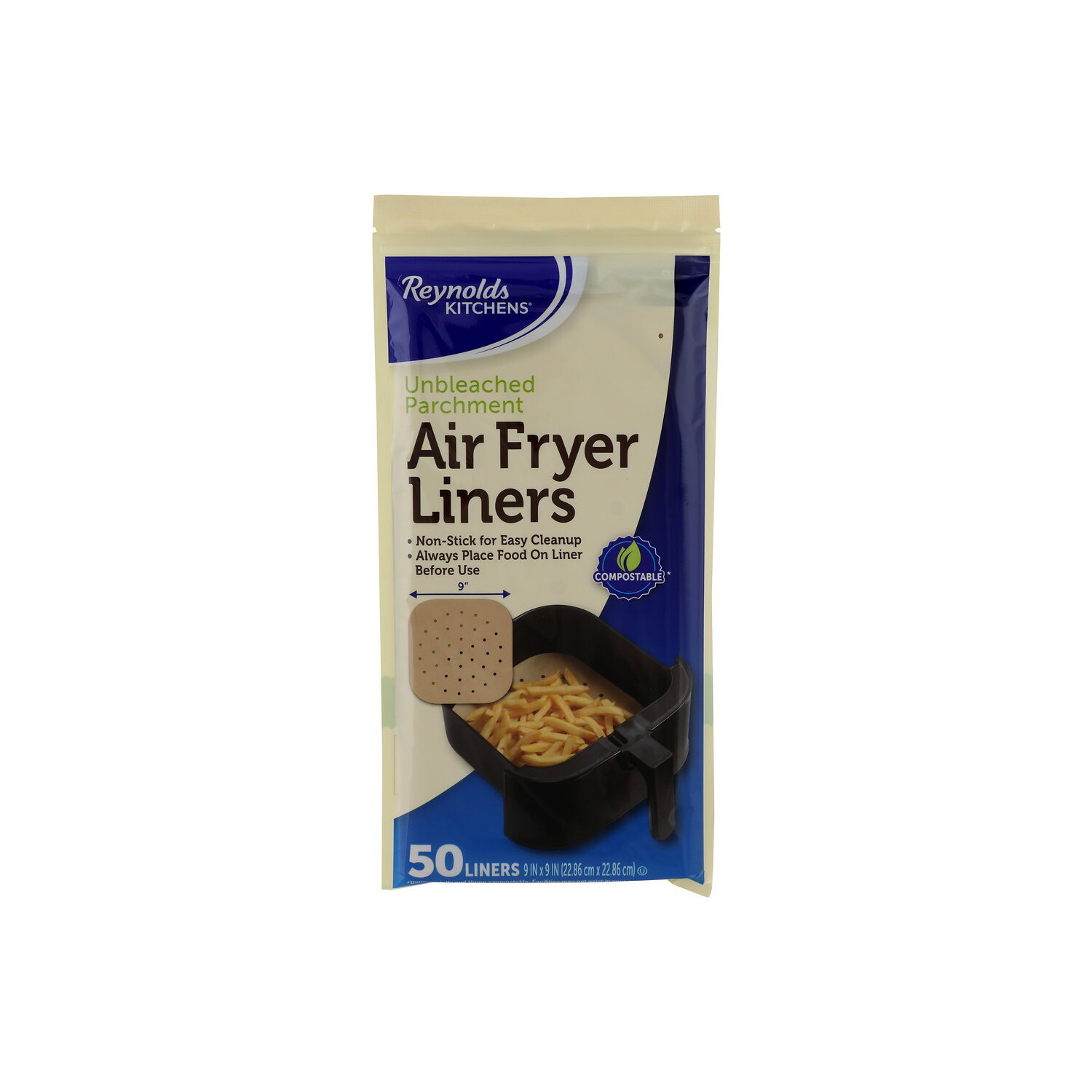 Reynolds Kitchens Air Fryer Liners, Unbleached Parchment - 50 Count Image 1 of 2