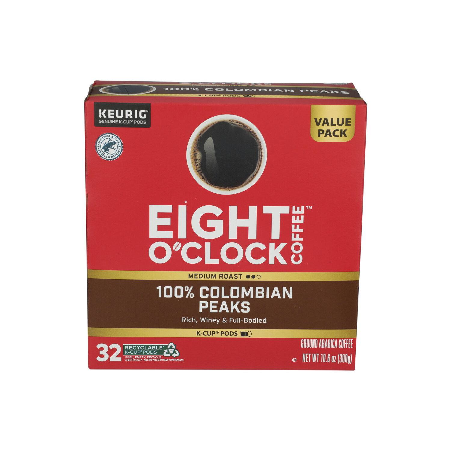 Eight O'Clock Colombian Peaks Medium Roast Coffee K Cup Pods - 0.331 Ounce - 32 Count Image 1 of 4